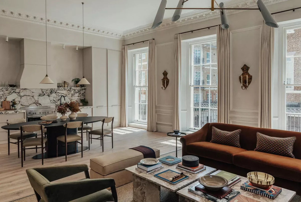 Hertford Street Residences Mayfair Open Plan Living Dining Kitchen Georgian Windows W1j