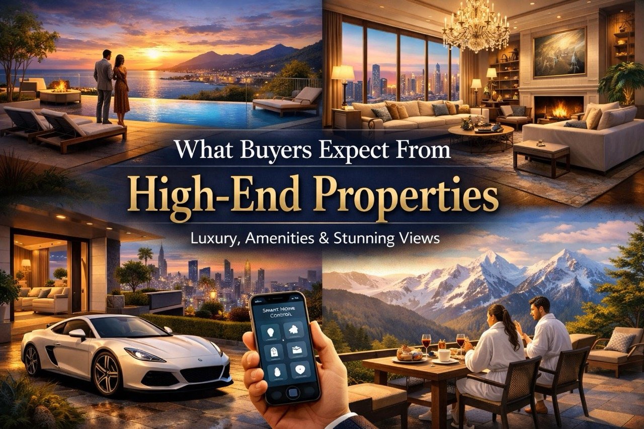 What buyers expect from high-end properties including luxury interiors, smart home features, and premium views