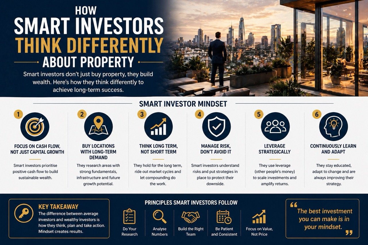 How smart investors think differently about property showing investment mindset, cash flow strategy and long term real estate thinking