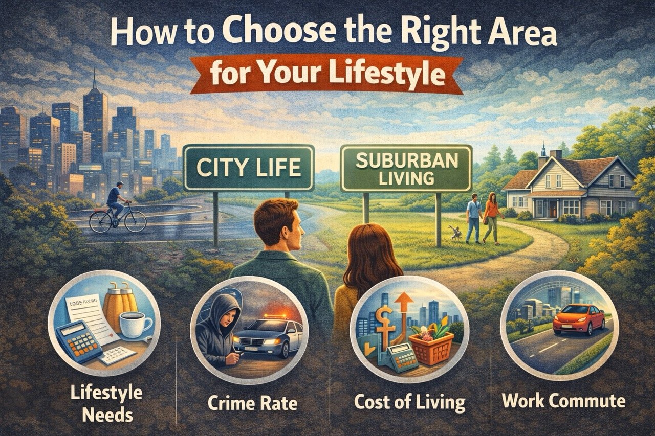 how to choose the right area for your lifestyle including city vs suburban living cost of living crime rate and commute