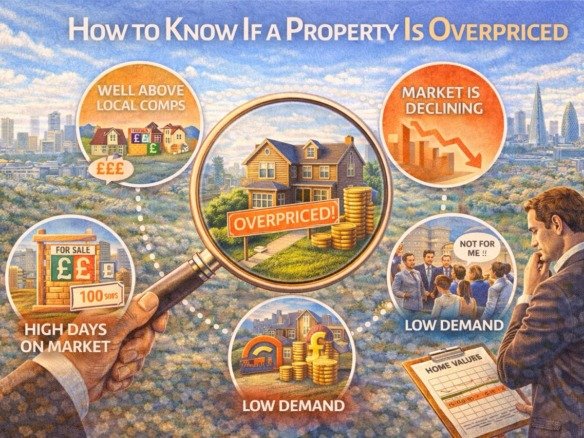 how to know if a property is overpriced showing market trends local comps high days on market and low demand illustration