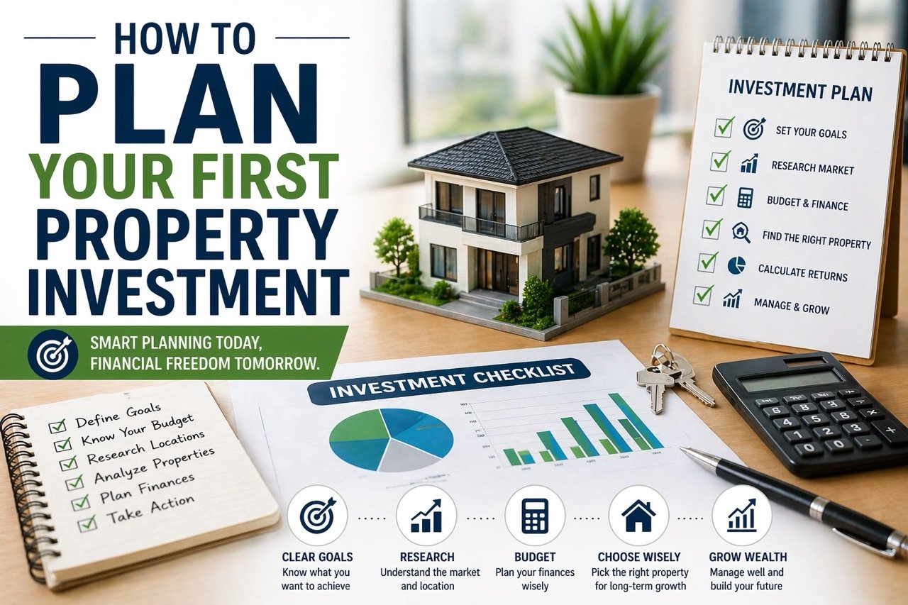 How to plan your first property investment with checklist, house model and financial planning tools for real estate beginners