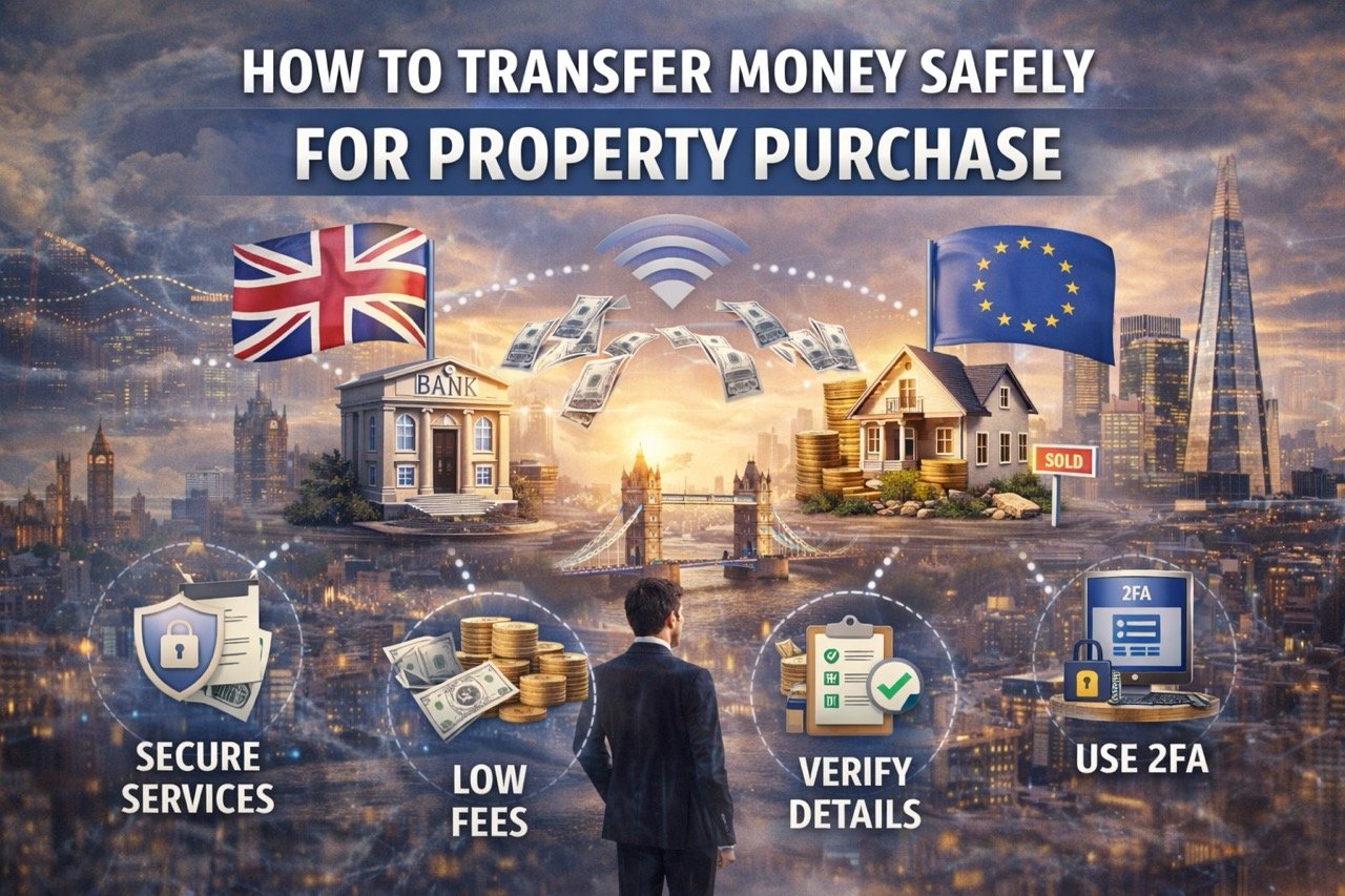 How to transfer money safely for property purchase including secure international payments, bank transfers and currency exchange protection