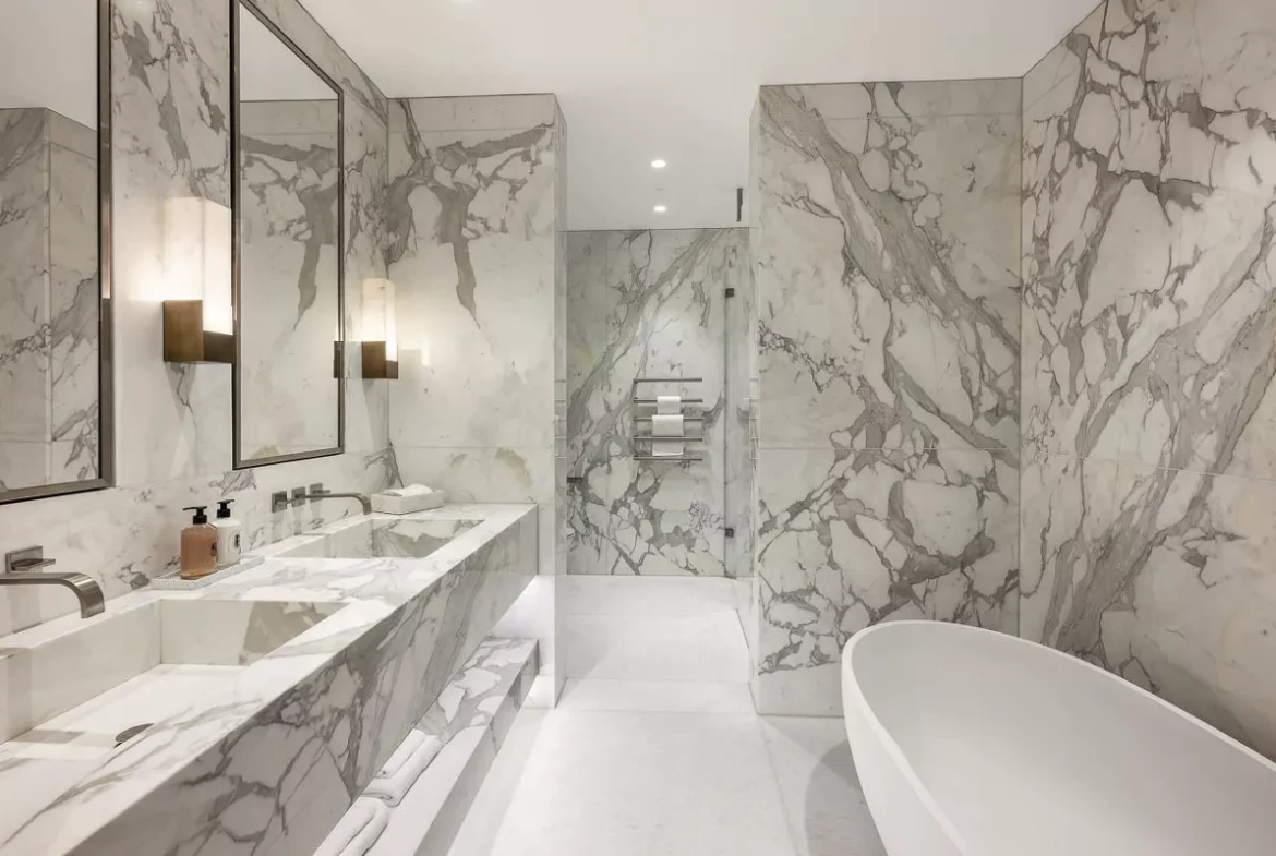 Knightsbridge Gate London Marble Ensuite Bathroom Freestanding Bath