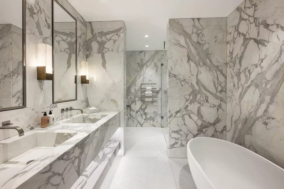 Knightsbridge Gate London Marble Ensuite Bathroom Freestanding Bath
