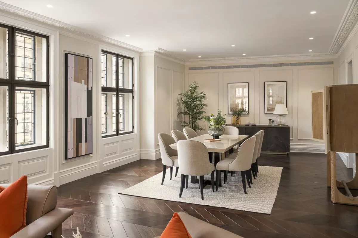 Knightsbridge Gate London Sw1x Open Plan Dining Room Leaded Windows
