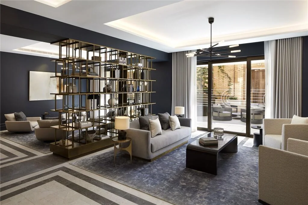 Knightsbridge Gate Residents Lounge Dark Interiors Terrace London Sw1x