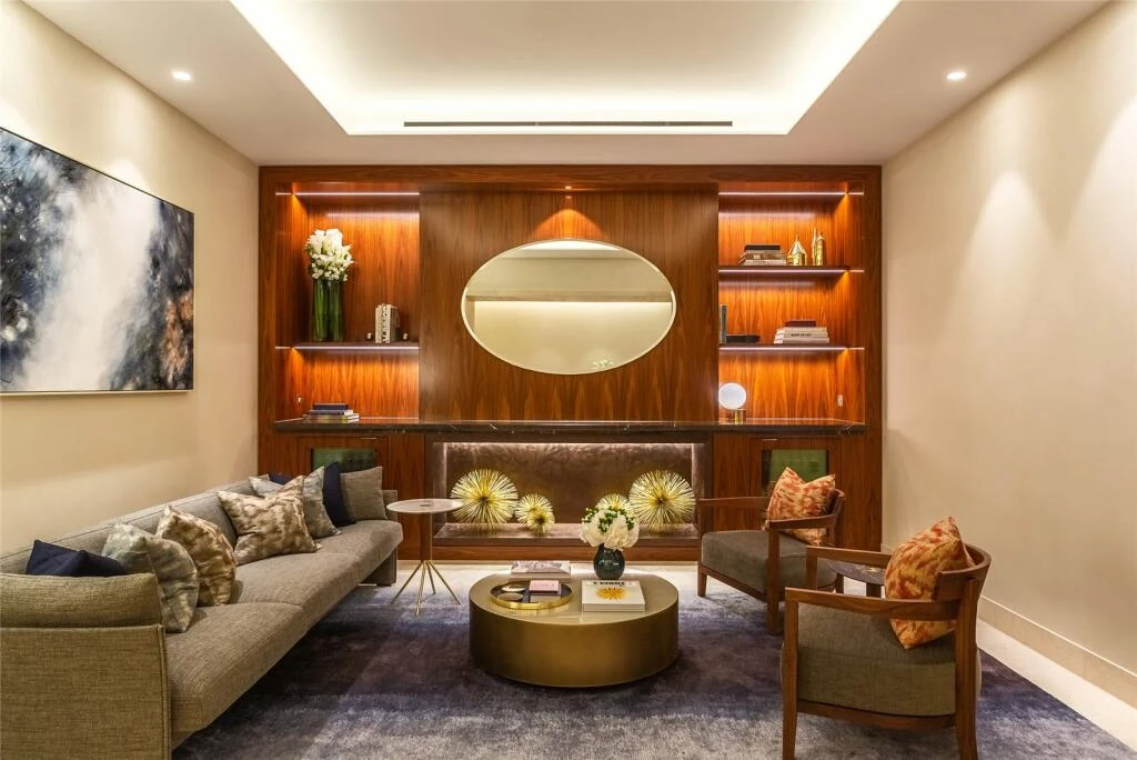 Lancer Square Kensington Media Room Walnut Joinery