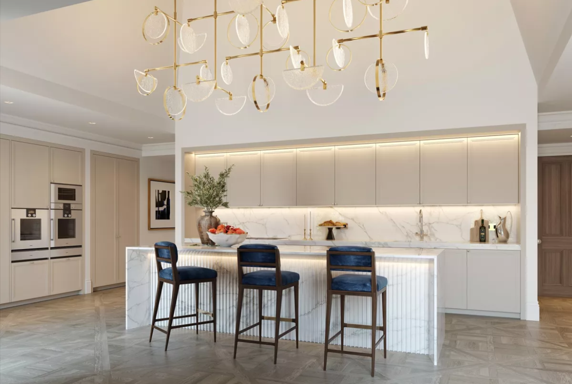 London Belgravia 4 Bedroom Apartment Kitchen Island
