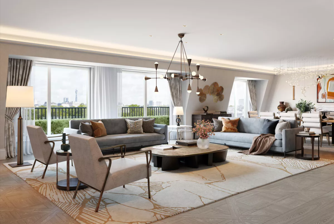 London Belgravia 4 Bedroom Apartment Living Room Terrace