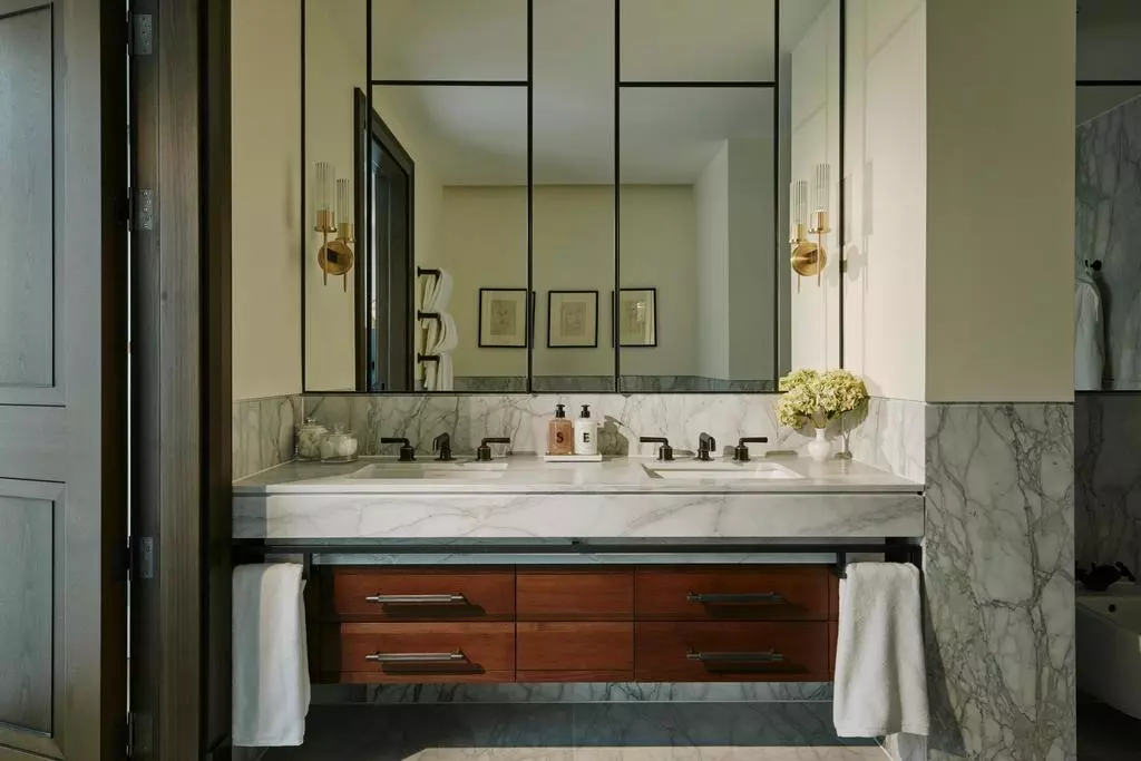 London Chelsea Barracks Bathroom Marble Double Sink
