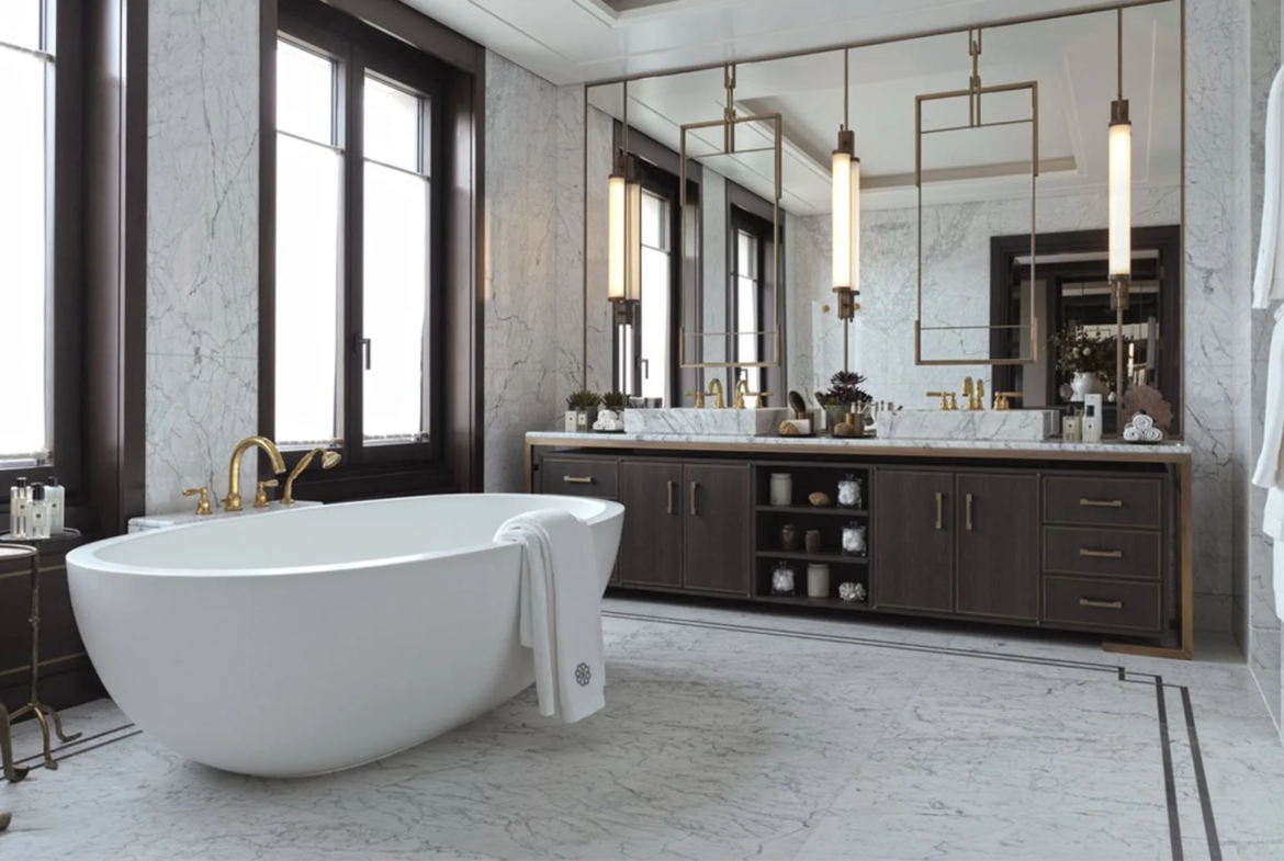 London Chelsea Barracks Luxury Bathroom Freestanding Bathtub