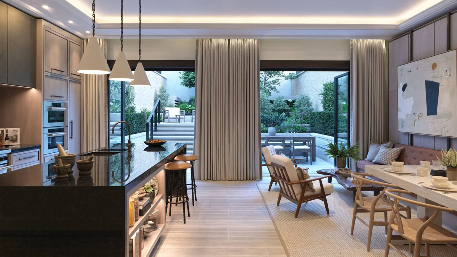 London Chelsea Barracks Modern Kitchen Island Design