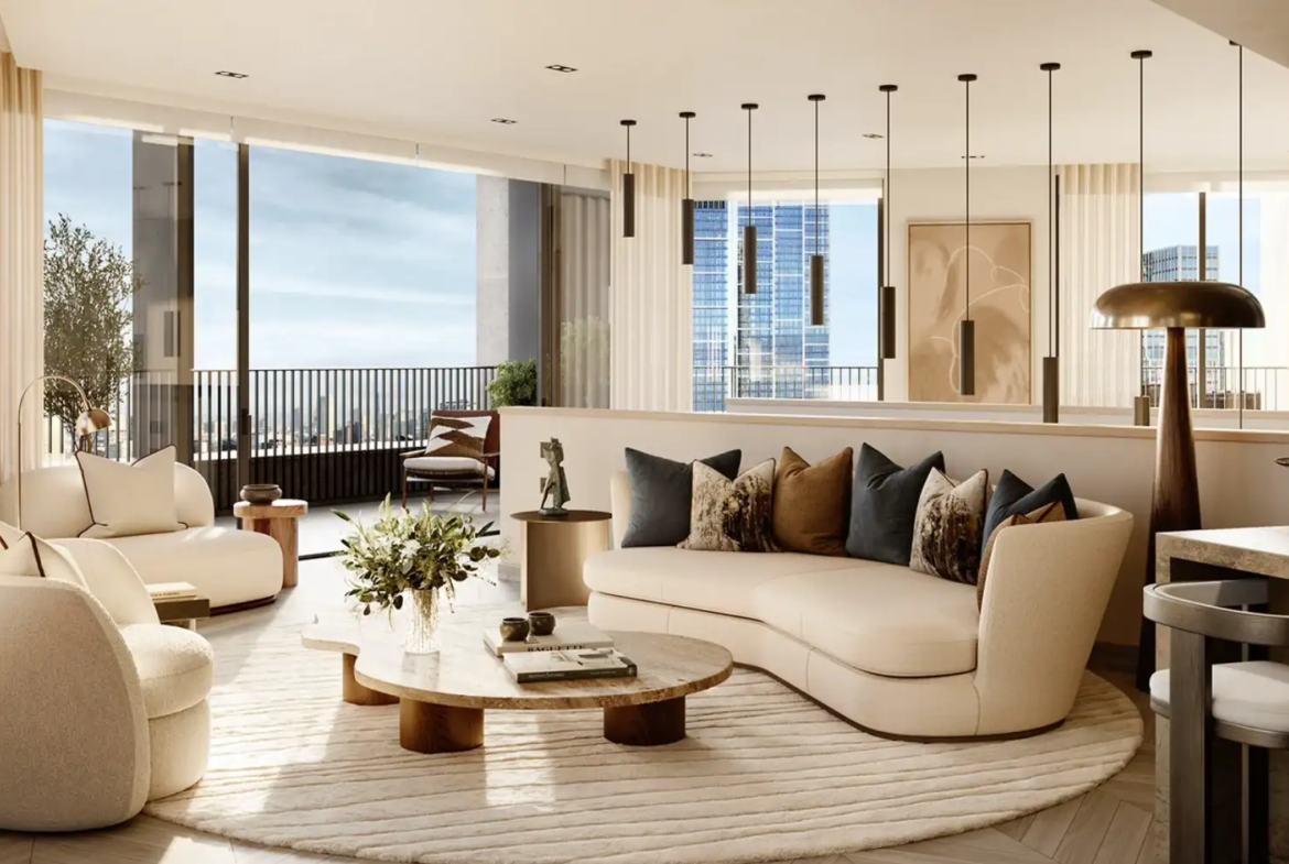 London Square Nine Elms Modern Living Room Terrace Access