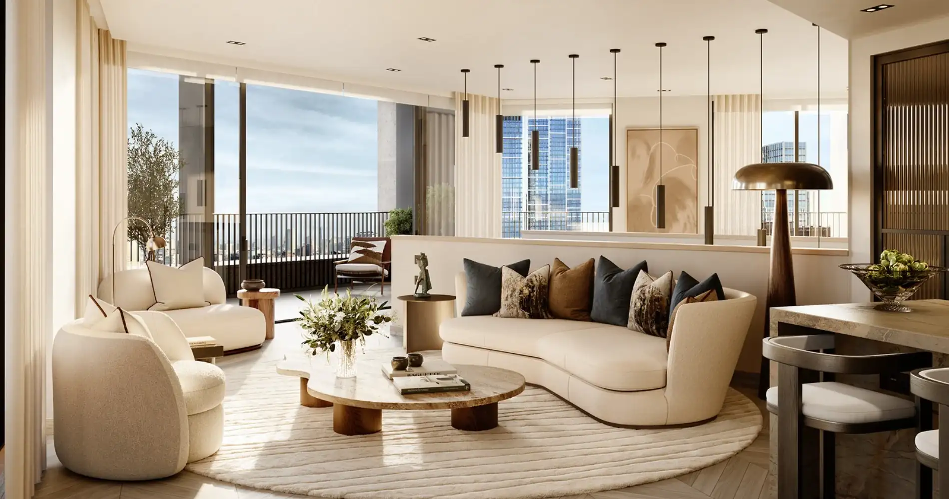 London Square Nine Elms Modern Living Room Terrace Access