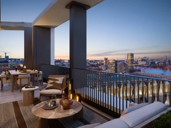 London Square Nine Elms Penthouse Terrace River Thames View