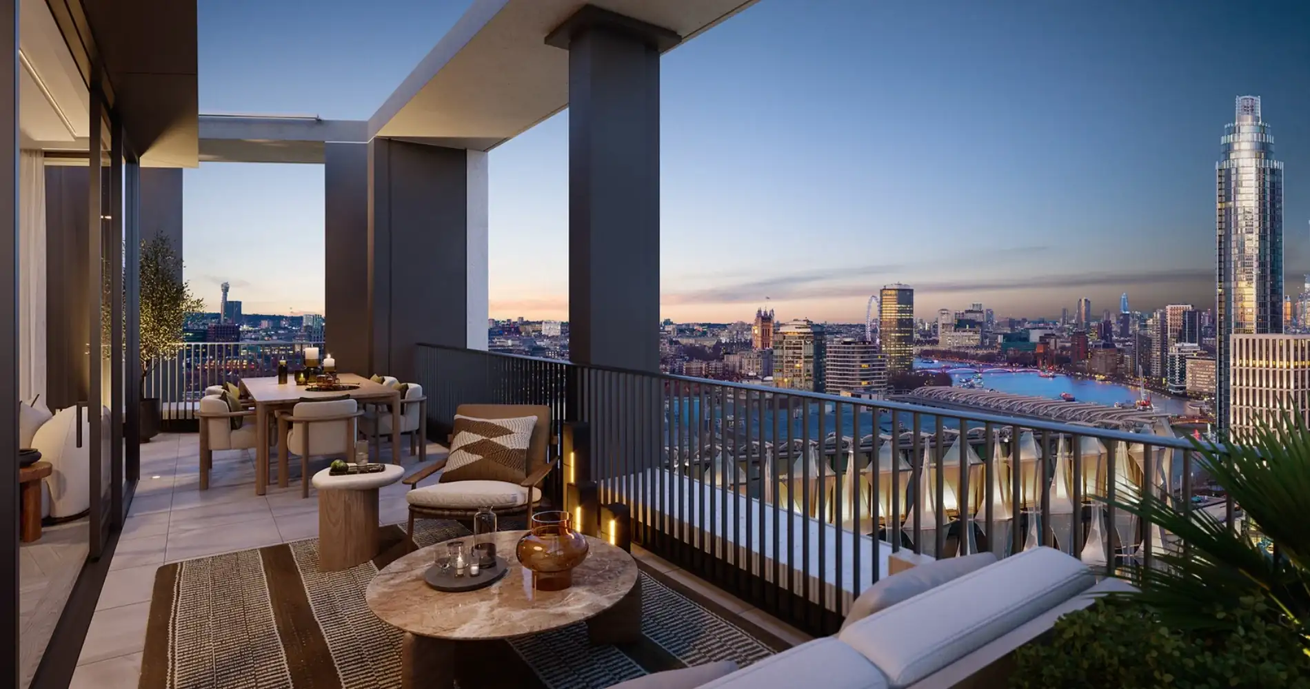 London Square Nine Elms Penthouse Terrace River Thames View