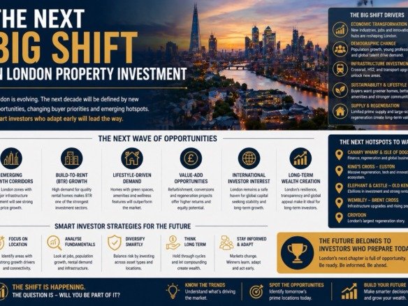 Next big shift in London property investment showing future growth areas, skyline and emerging real estate trends