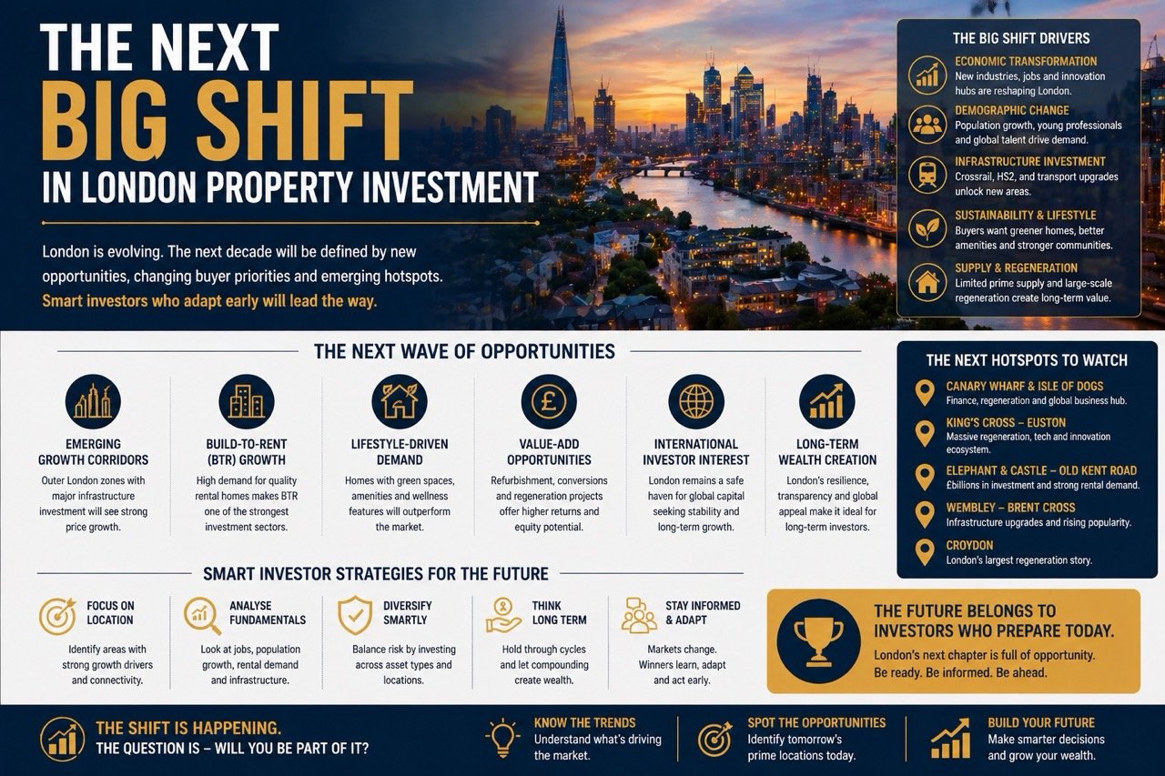 Next big shift in London property investment showing future growth areas, skyline and emerging real estate trends