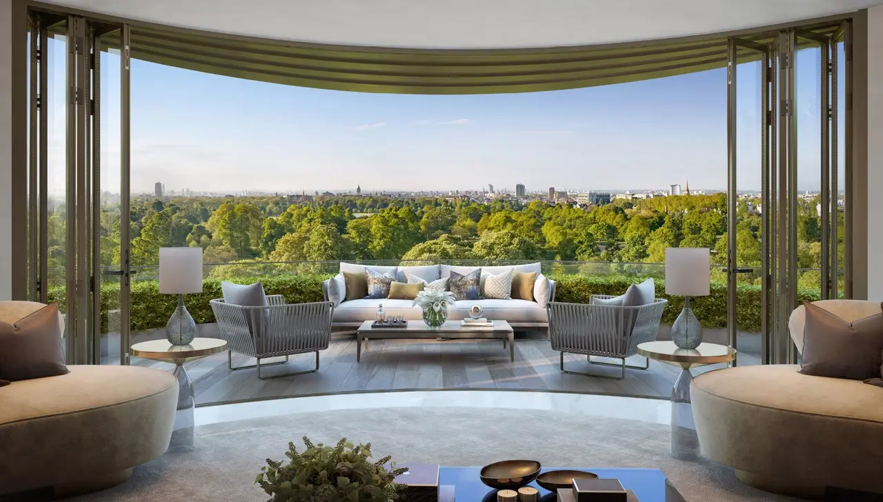 Park Modern Bayswater Road Apartment Floor To Ceiling Glass Hyde Park View