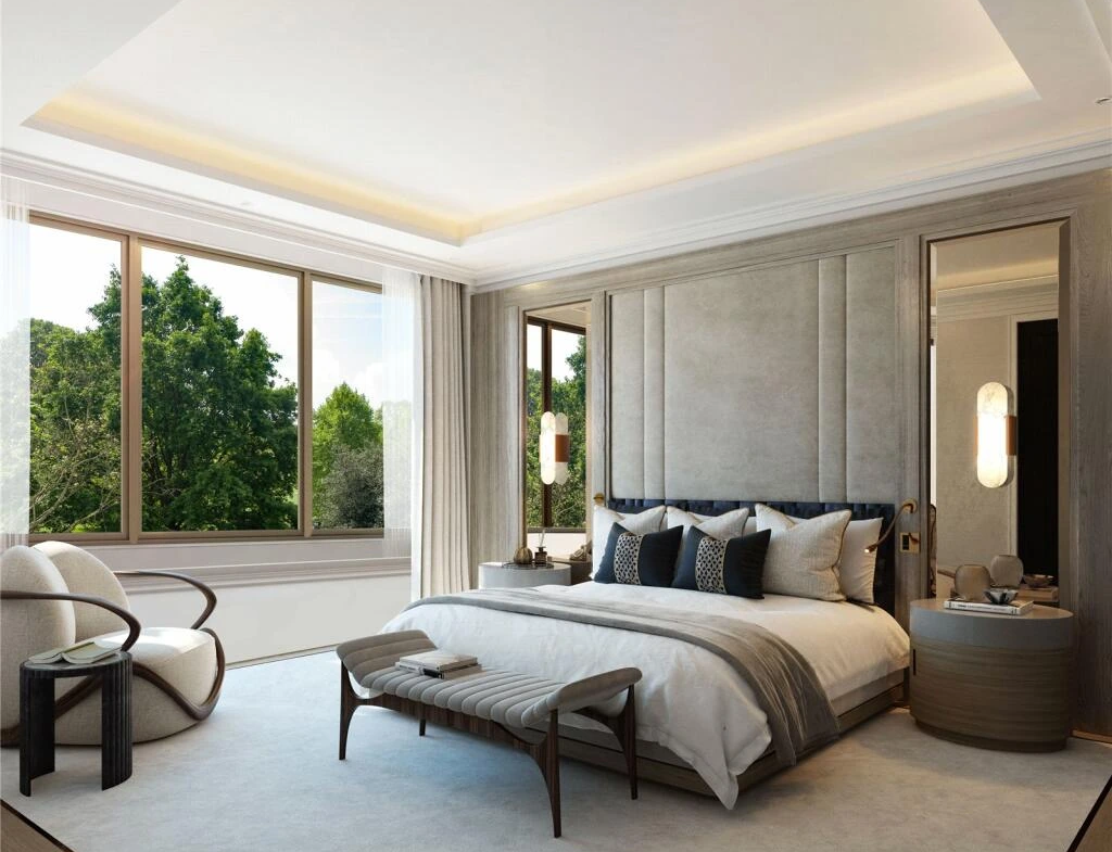 Park Modern Bedroom Interior With Views Towards Hyde Park London W2