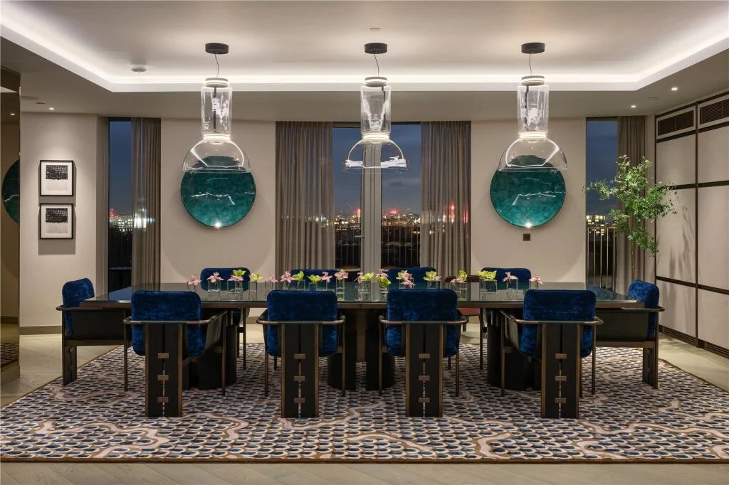 Park Modern Dining Room City View Night Large Table London