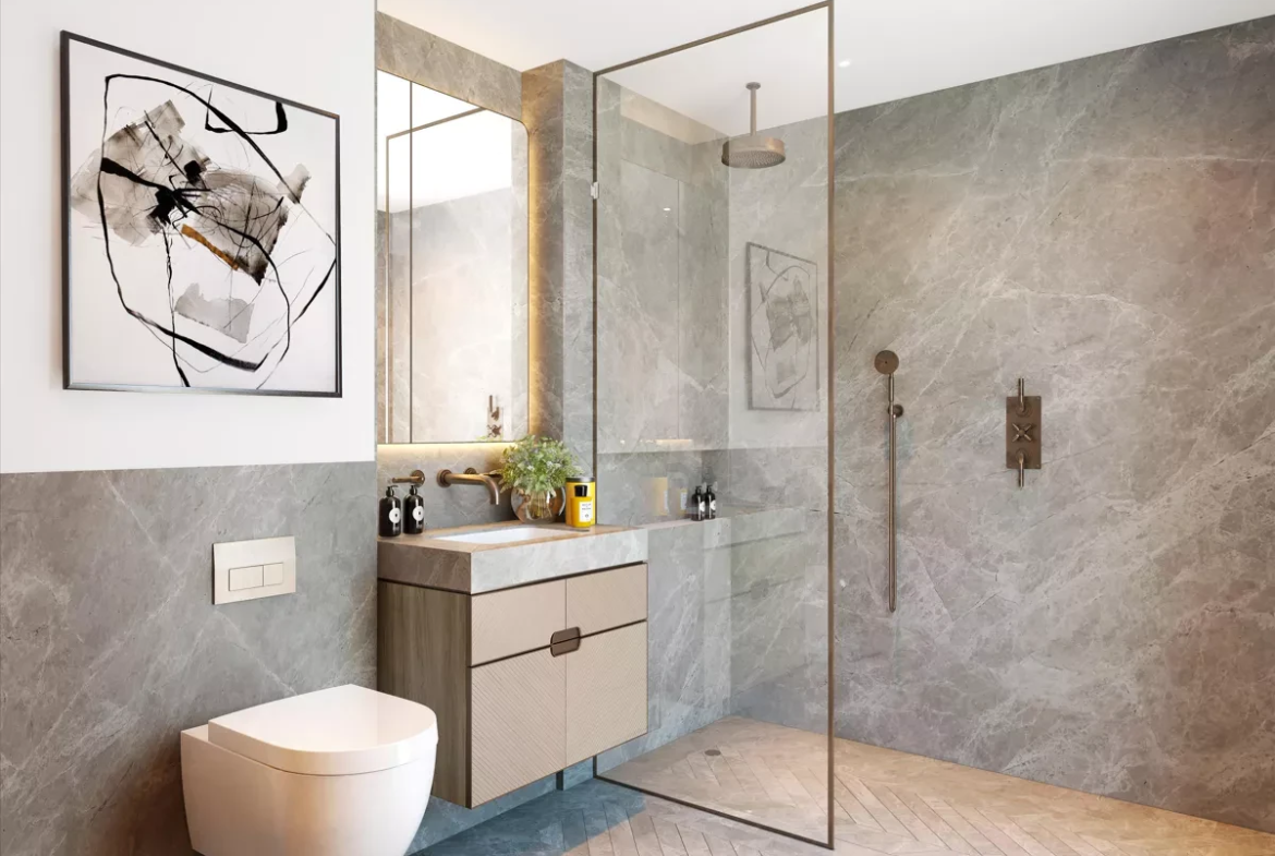 Park Modern London W2 Marble Bathroom Walk In Rain Shower