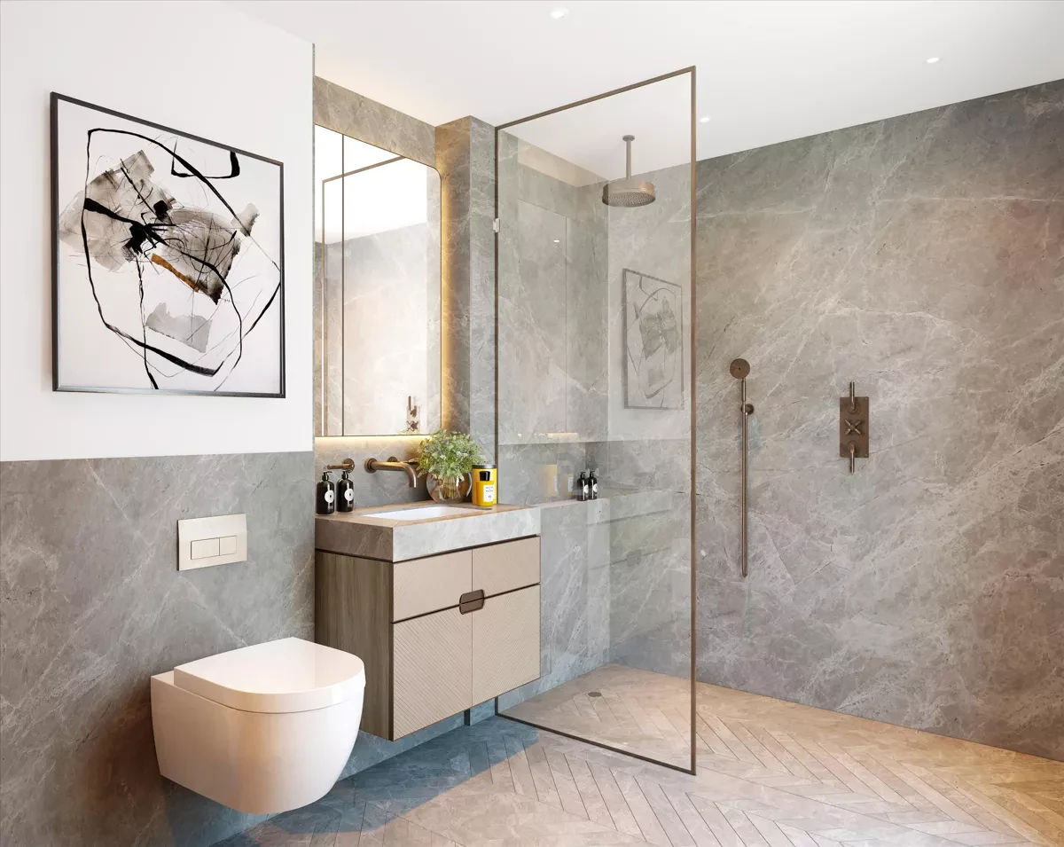 Park Modern London W2 Marble Bathroom Walk In Rain Shower