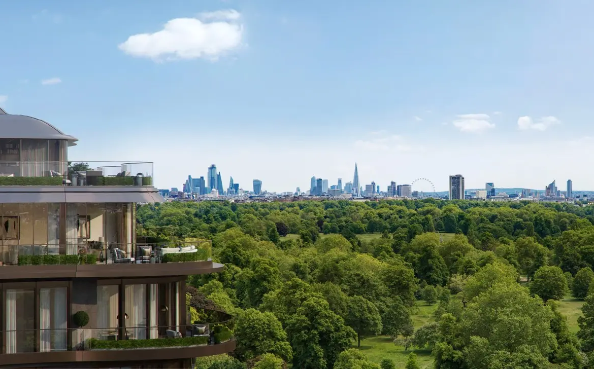 Park Modern Residences Aerial View Hyde Park Kensington Gardens London Skyline