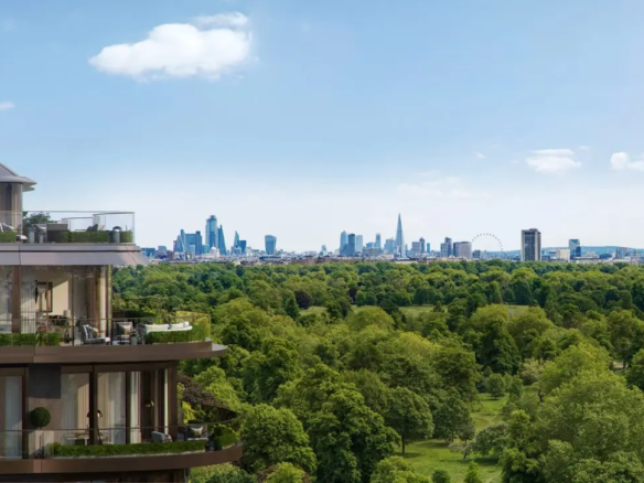 Park Modern Residences Aerial View Hyde Park Kensington Gardens London Skyline
