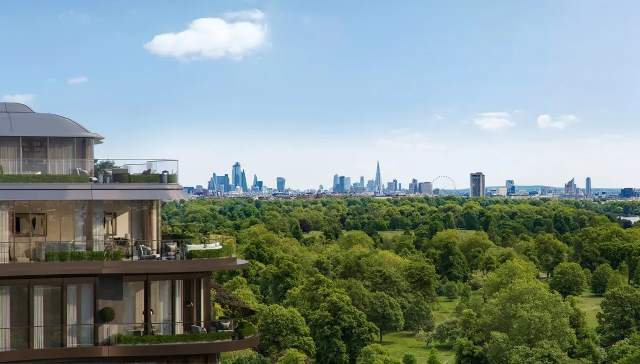 Park Modern Residences Aerial View Hyde Park Kensington Gardens London Skyline