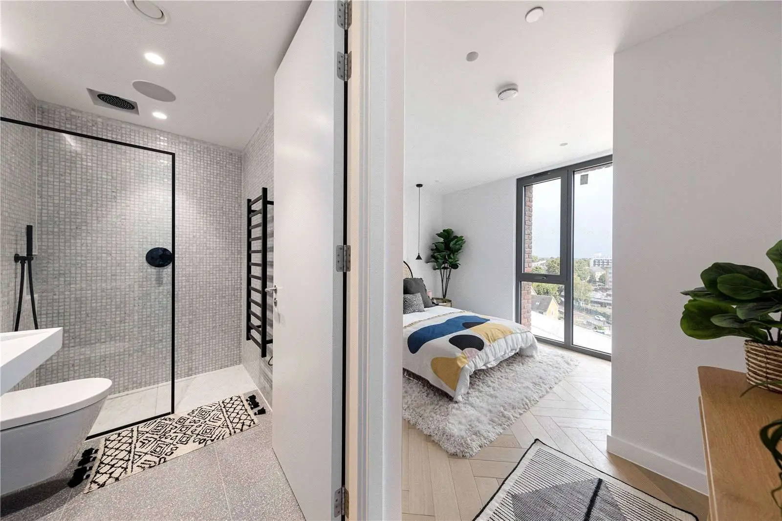 Parkhaus Hackney Downs E5 Ensuite Shower Room Mosaic Tiles Black Fittings