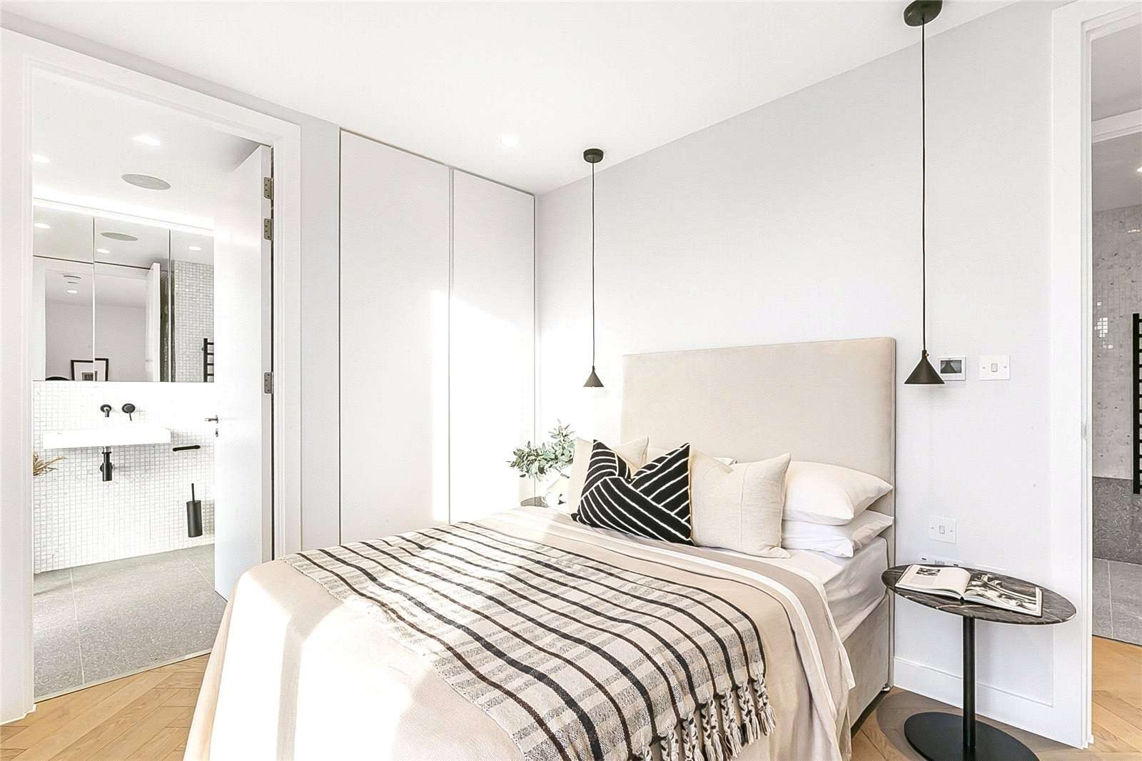 Parkhaus London E5 Hackney Bedroom En Suite Pendant Lights Herringbone Floor