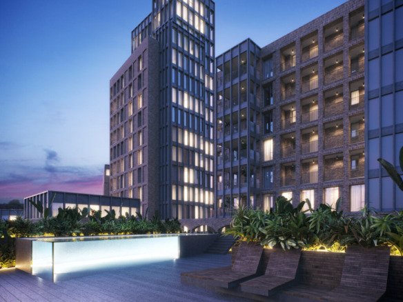 Parkhaus London E5 Hackney Rooftop Pool Dusk Luxury Development Render