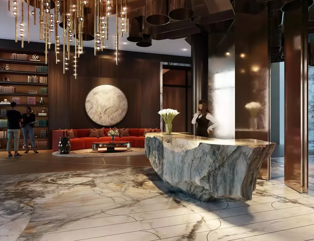 Powerhouse Chelsea Waterfront Chelsea London Sw10 0sw Luxury Lobby Boulder Reception Desk Library Cgi