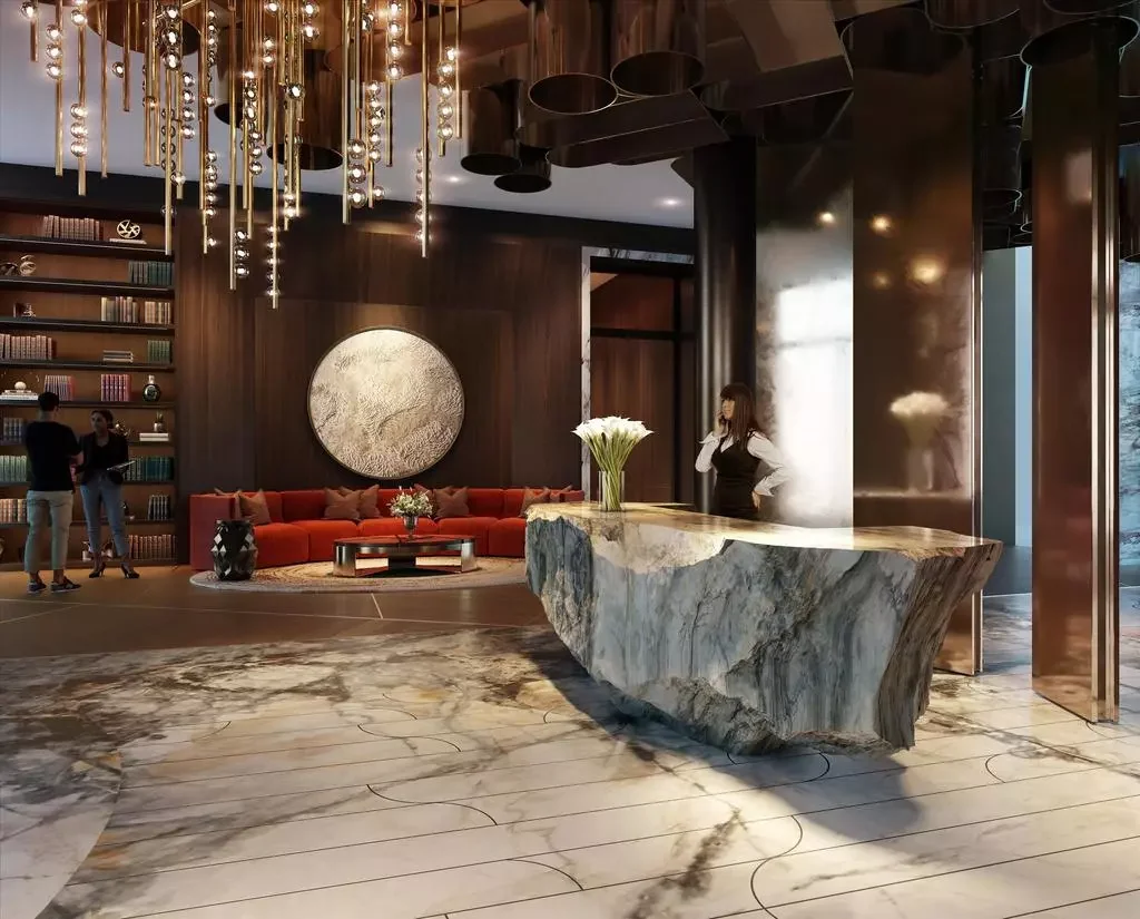 Powerhouse Chelsea Waterfront Chelsea London Sw10 0sw Luxury Lobby Boulder Reception Desk Library Cgi