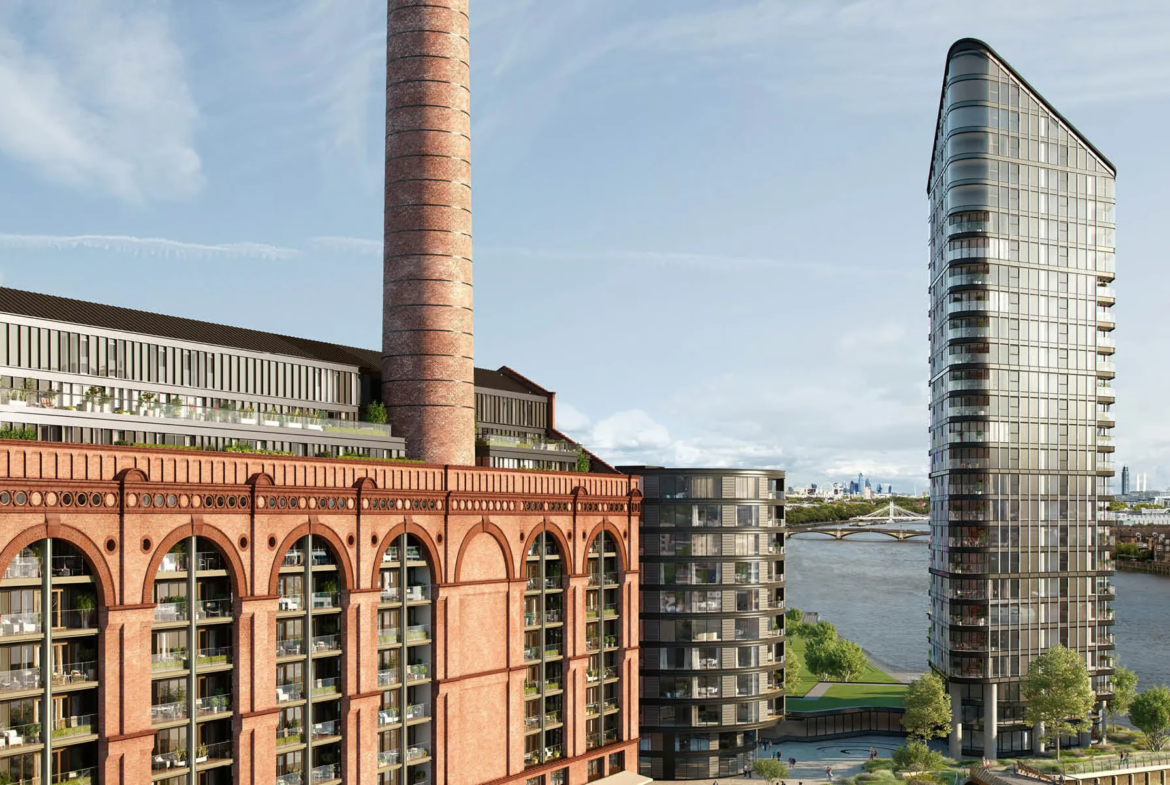 Powerhouse Chelsea Waterfront Lots Road Chelsea Sw10 0qd Curved Balconies Chelsea Creek Thames View Cgi