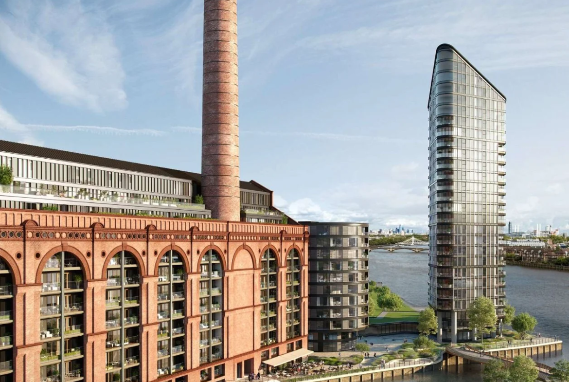 Powerhouse Chelsea Waterfront Lots Road Power Station Chimney Tower Thames London Sw10