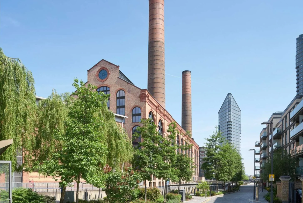 Powerhouse Chelsea Waterfront Lots Road Power Station Street View Chimneys Trees London Sw10