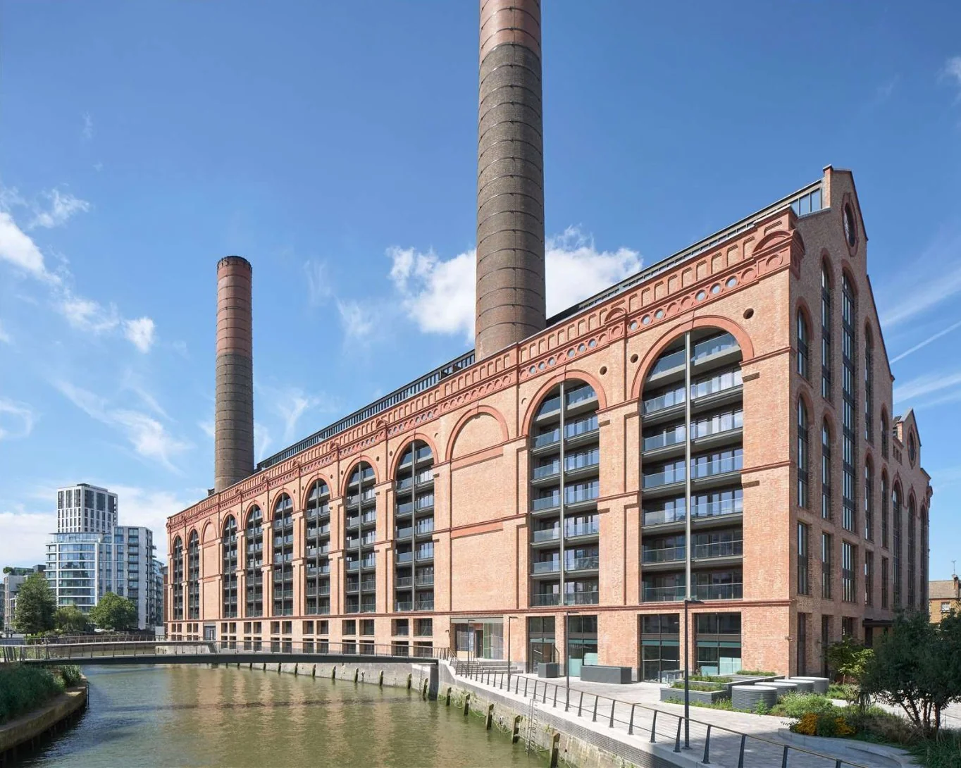 Powerhouse Chelsea Waterfront Lots Road Power Station Twin Chimneys Brick Exterior London Sw10