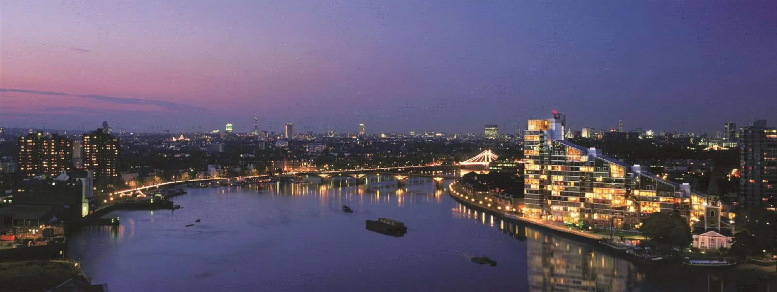 Powerhouse Chelsea Waterfront Lots Road Thames River Night Aerial View London Sw10