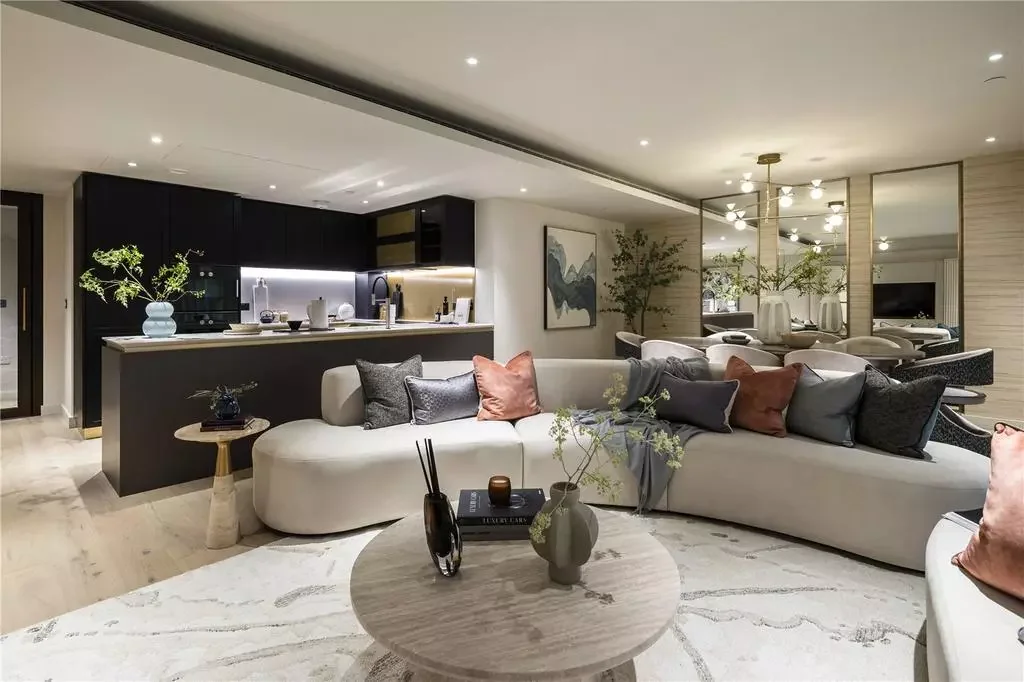 Powerhouse Chelsea Waterfront Open Plan Living Kitchen Dining Curved Sofa London Sw10