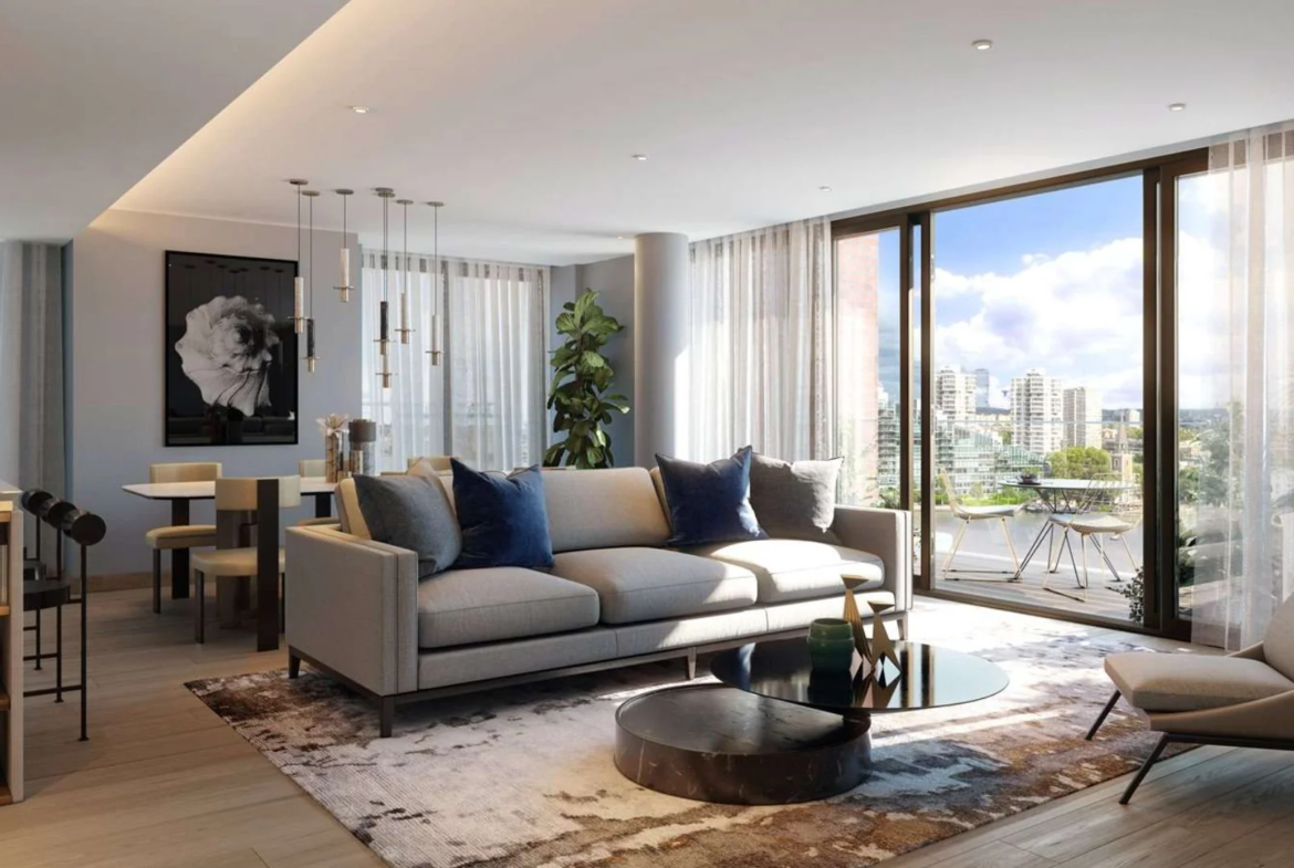 Powerhouse Chelsea Waterfront Open Plan Living Room Balcony River View London Sw10