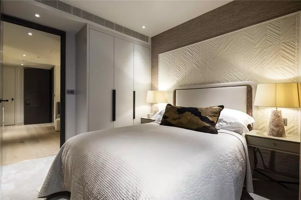 Powerhouse Chelsea Waterfront Second Bedroom Built In Wardrobe Textured Headboard London Sw10