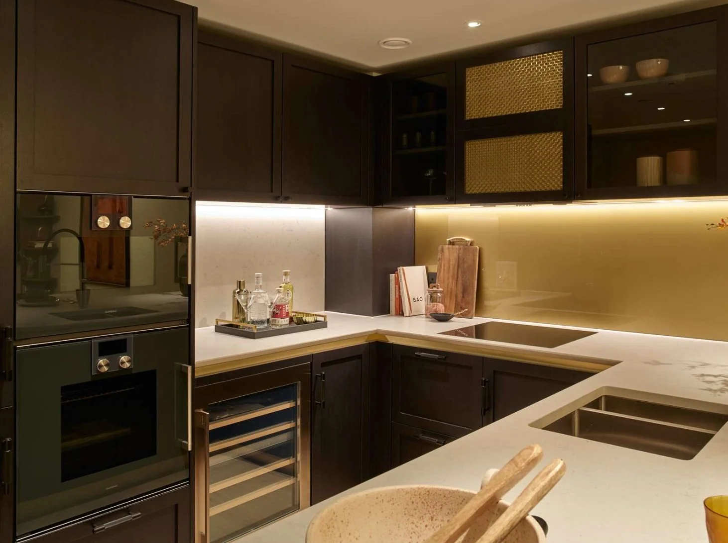 Powerhouse Chelsea Waterfront Sw10 0qd Bespoke Dark Kitchen Wine Cooler Appliances London
