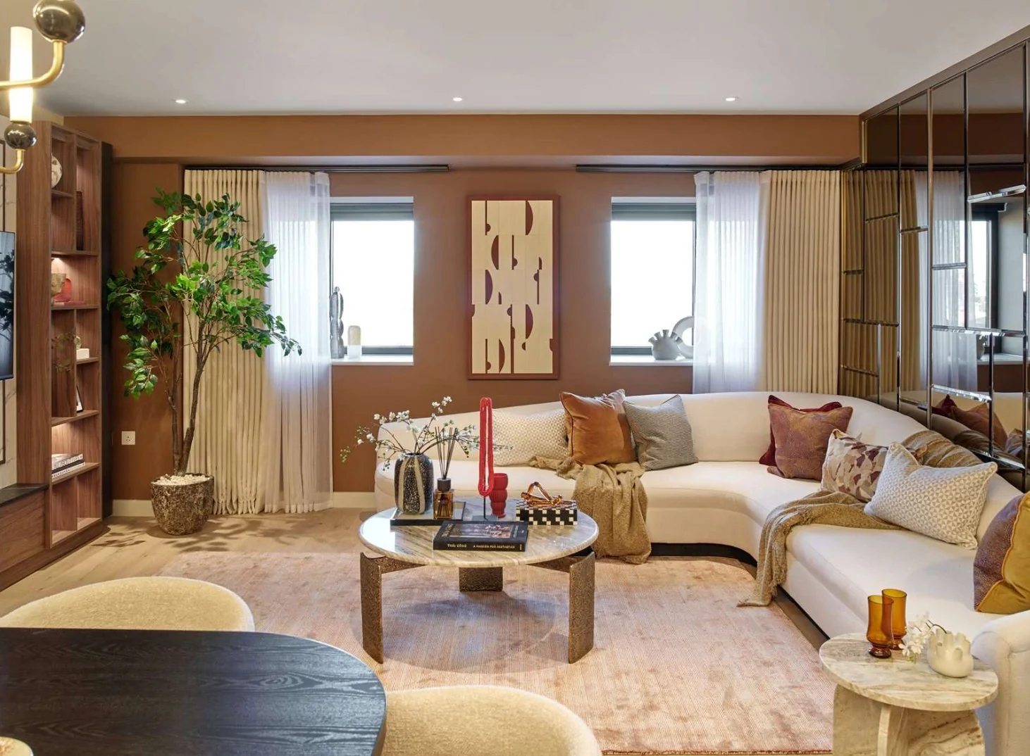 Powerhouse Chelsea Waterfront Sw10 0qd Living Room Curved Sofa Tv Unit 3 Bed Apartment London