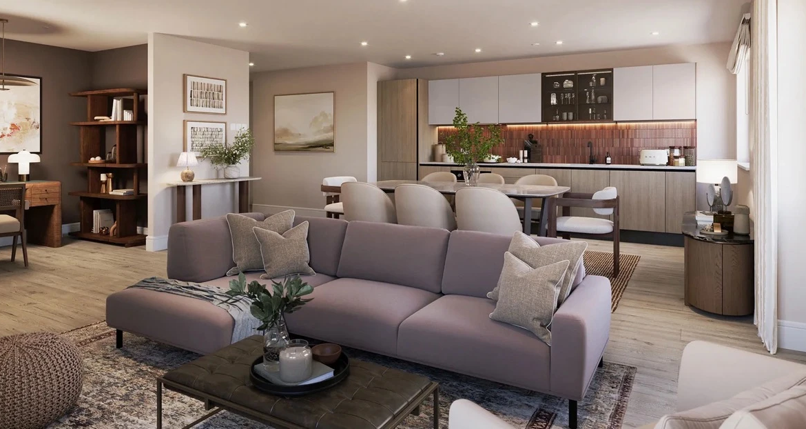 Reading Riverworks 2 Bedroom Apartment Living Dining Space