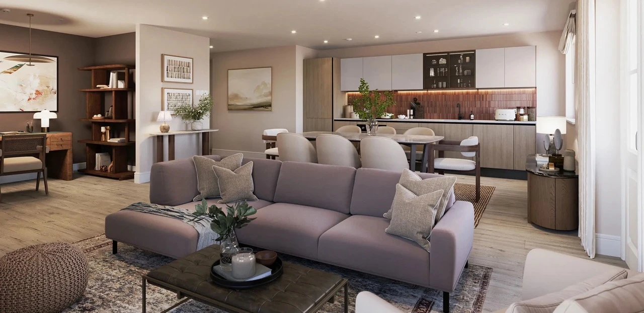 Reading Riverworks 2 Bedroom Apartment Living Dining Space