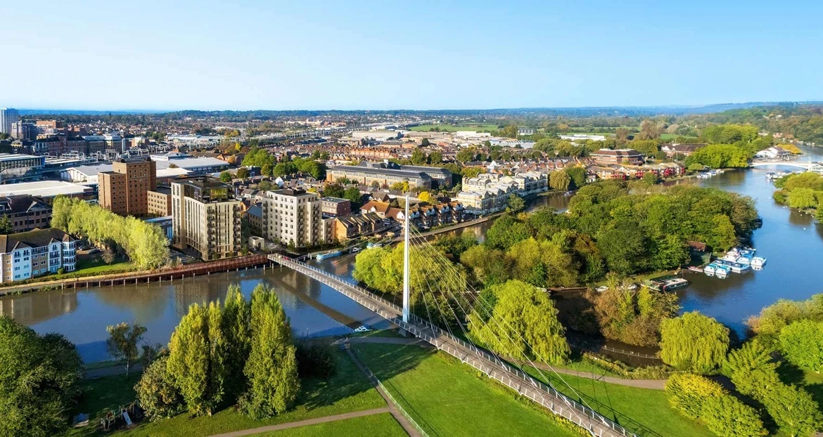 Reading Riverworks Reading Town Aerial View