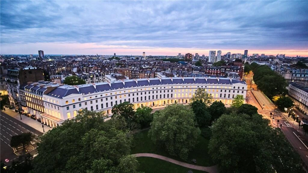 Regents Crescent Park Crescent Aerial Dusk View Regents Park London W1b